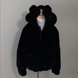 Kids Faux Fur Black Jacket